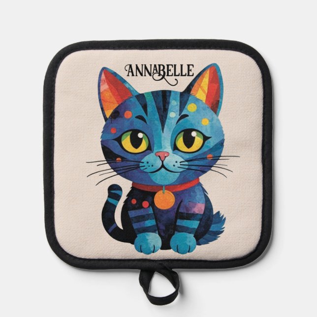 Rainbow Kitty Personalise Pot Holder (Front)