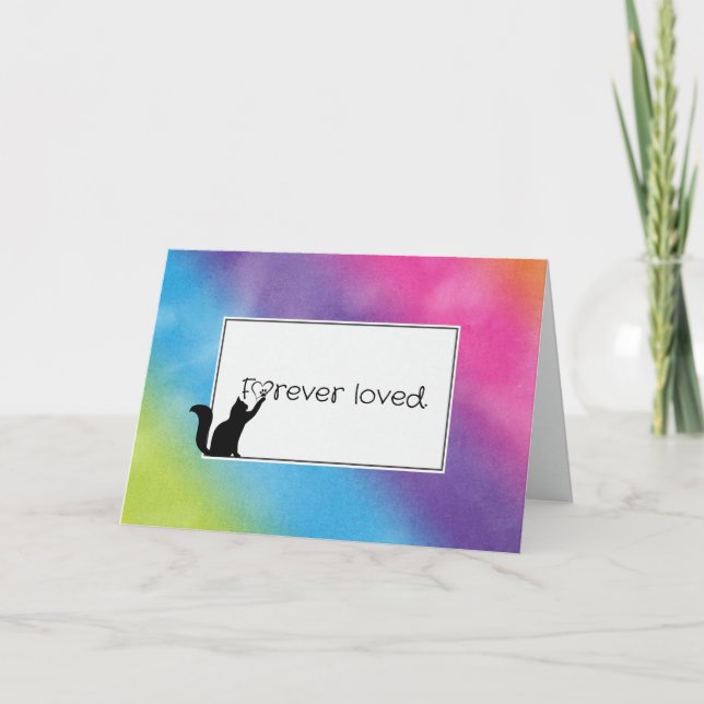 Rainbow Kitty Pet Loss Sympathy   Card (Front)