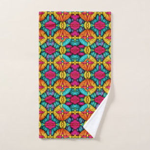 Rainbow Knitted Bloom Pattern Hand Towel