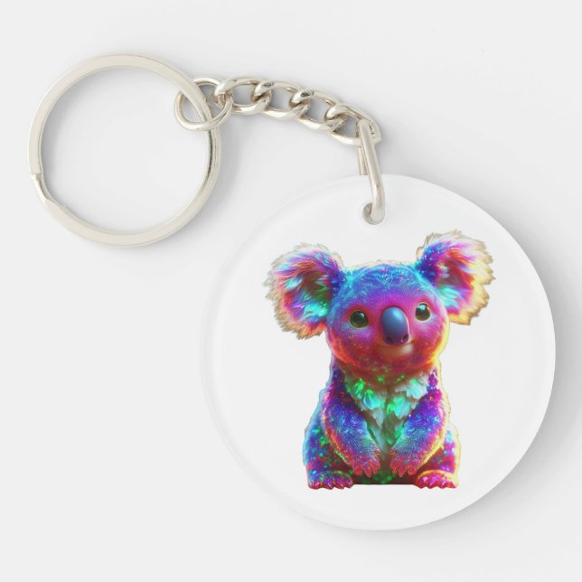 Rainbow Koala Fantasy Art Key Ring (Front)