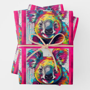 rainbow koala wrapping paper sheet