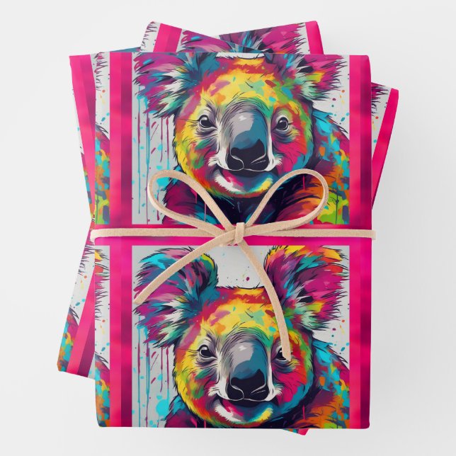 rainbow koala wrapping paper sheet (In situ)