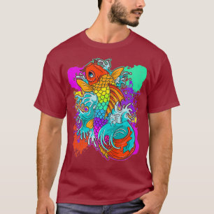 Rainbow Koi Fish Painting Colorful Japanese T-Shirt