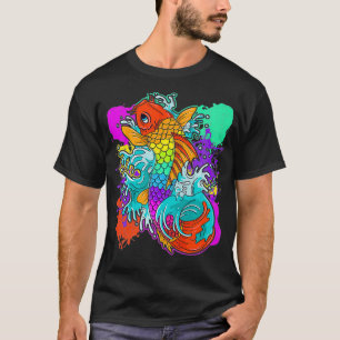 Rainbow Koi Fish Painting Colourful Japanese T-Shirt