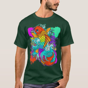 Rainbow Koi Fish Painting Colourful Japanese T-Shirt