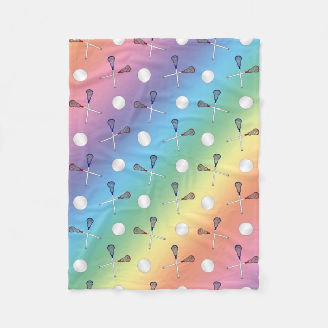 Rainbow lacrosse pattern fleece blanket (Front)