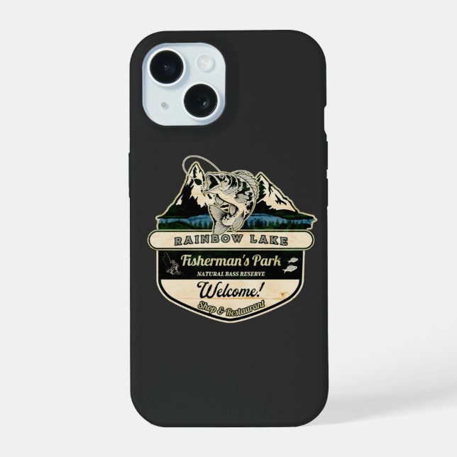 RAINBOW LAKE FISHERMAN'S PARK - FISHING LOVER iPhone 15 CASE (Back)