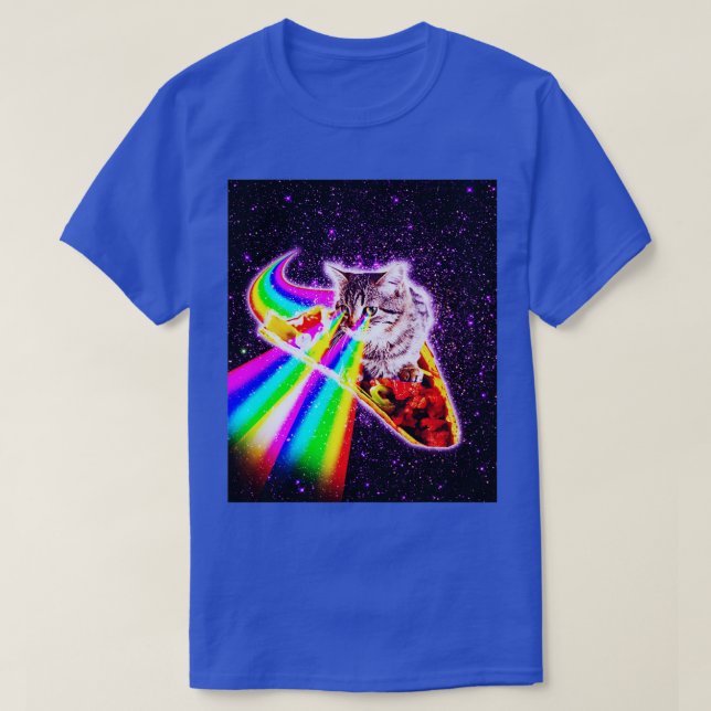 Rainbow Laser Eyes Kitty Galaxy Cat Outer Space Ca T-Shirt (Design Front)