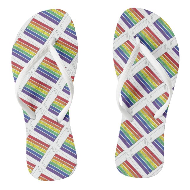 Rainbow Layer Cake Pride Gay Wedding Flip Flops (Footbed)