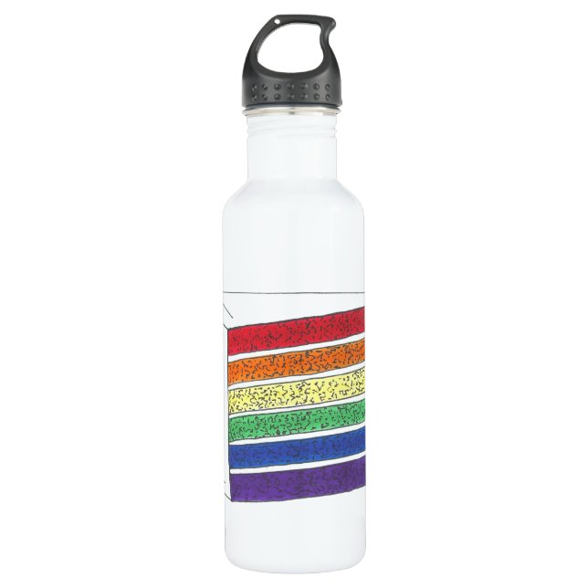 Rainbow Layer Cake Slice Dessert Food Water Bottle (Front)