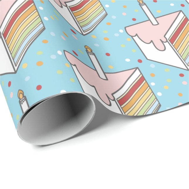 Rainbow Layered Cake Slices Dotty Cute Wrapping Paper (Roll Corner)