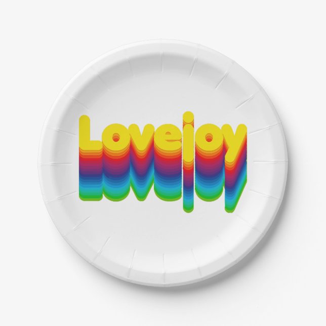 Rainbow Layers Lovejoy Name Label  Paper Plate (Front)