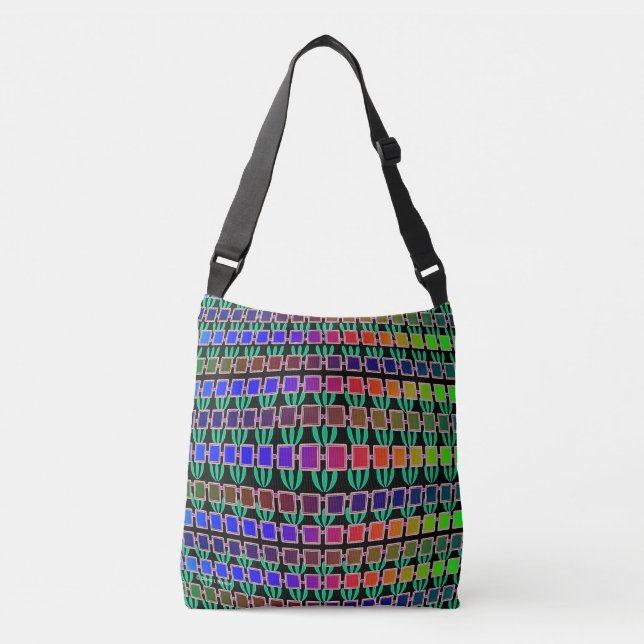 Rainbow Leaf And Geo  Crossbody Bag (Front)