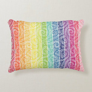 Rainbow Leaf Pattern Boho Decorative Cushion