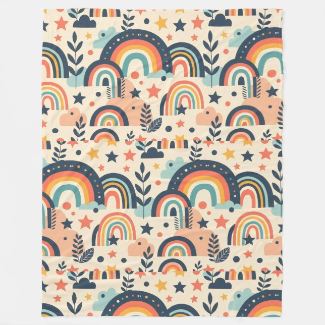 Rainbow leafs boho stylish Blanket for New Home (Front)