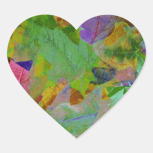 Rainbow Leaves Background Heart Sticker