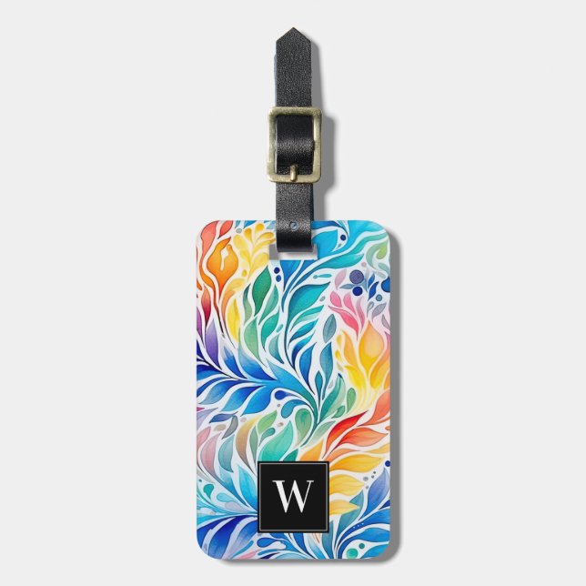 Rainbow Leaves Luggage Tag (Front Vertical)
