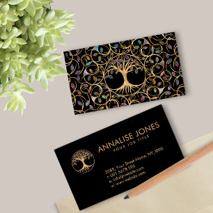 Rainbow leaves Tree of life Business Card