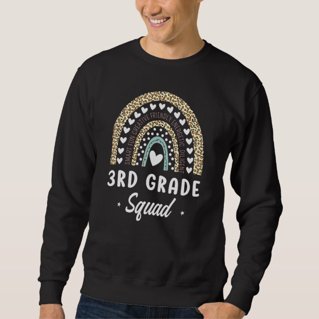Rainbow Leopard 3rd Grade Back To School Teachers  Sweatshirt (Front)