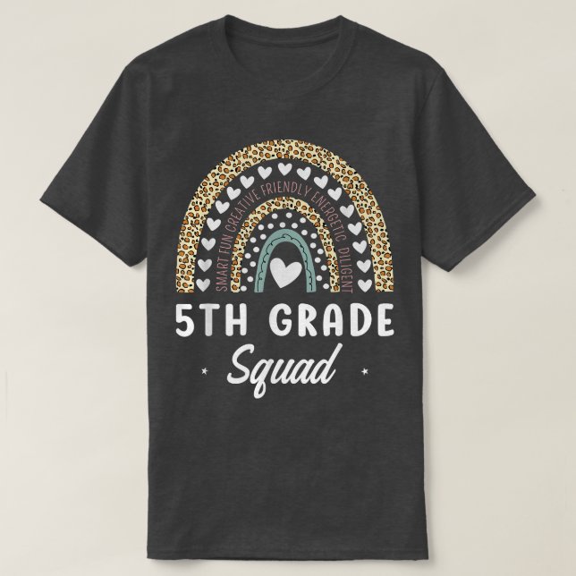 Rainbow Leopard 5th Grade Back To School Teachers  T-Shirt (Design Front)