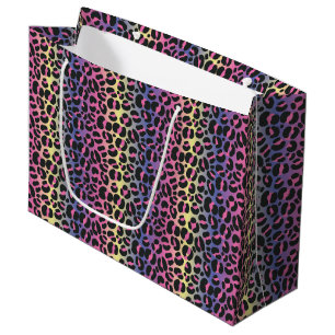 Rainbow Leopard Animal Print Pattern Large Gift Bag