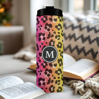 Rainbow Leopard Animal Print Pattern Monogrammed