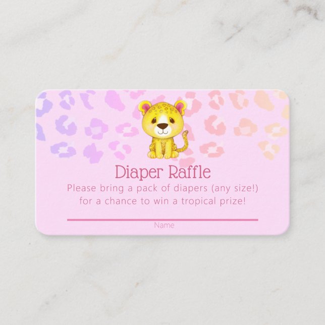 Rainbow Leopard Baby Shower Diaper Raffle Ticket Enclosure Card (Front)