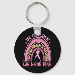 Rainbow Leopard Breast Cancer Awareness October We Key Ring