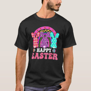 Rainbow Leopard Bunny Rabbit Palm Sunday Happy Eas T-Shirt