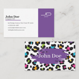 Rainbow Leopard Cheetah Colourful Animal Print Business Card