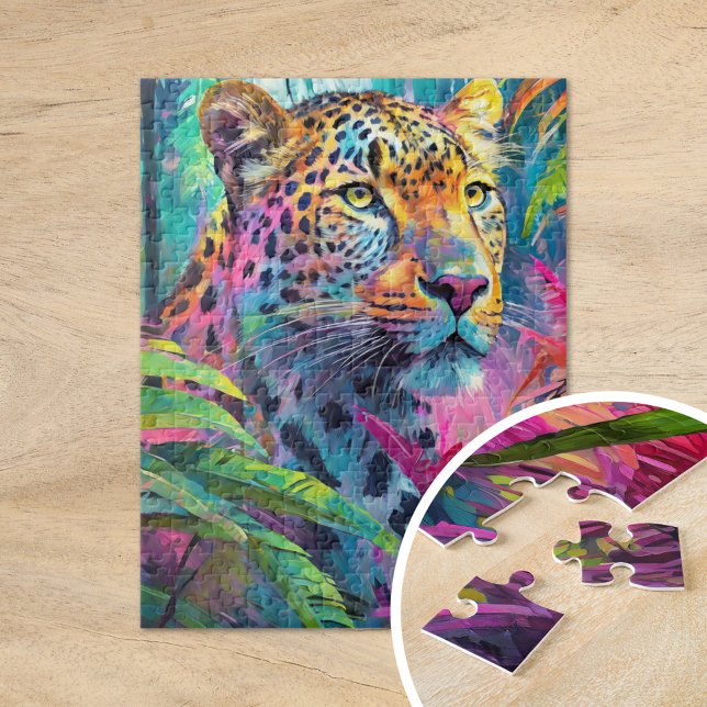 Rainbow Leopard Colourful Modern Abstract Art Jigsaw Puzzle (Creator Uploaded)