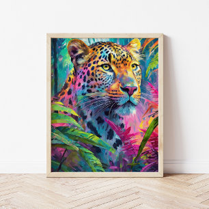 Rainbow Leopard Colourful Modern Abstract Art Poster