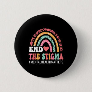 Rainbow Leopard End The Stigma Mental Health Matte 6 Cm Round Badge
