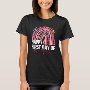 Rainbow Leopard Happy First Day Of 5th Grade Teach T-Shirt