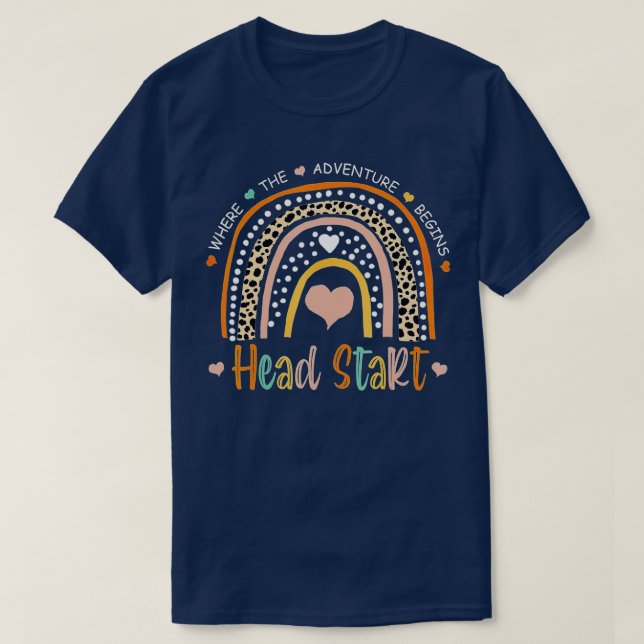 Rainbow Leopard Head Start Back To School Teacher  T-Shirt (Design Front)