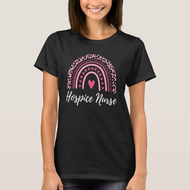 Rainbow Leopard Hospice Nurse Medical Terminal Car T-Shirt (Front)