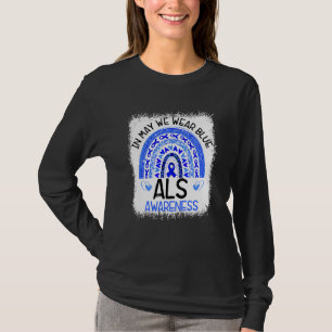 Rainbow Leopard In May We Wear Blue ALS Awareness T-Shirt