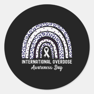 Rainbow Leopard International Overdose Awareness D Classic Round Sticker