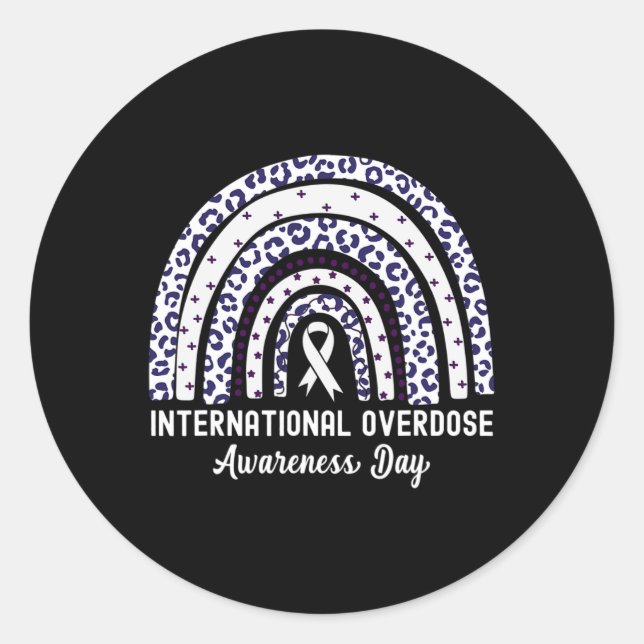 Rainbow Leopard International Overdose Awareness D Classic Round Sticker (Front)