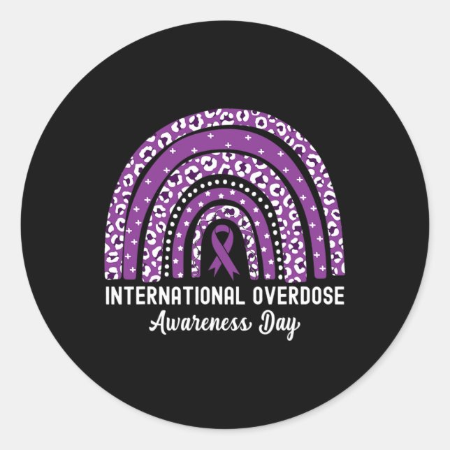 Rainbow Leopard International Overdose Awareness D Classic Round Sticker (Front)