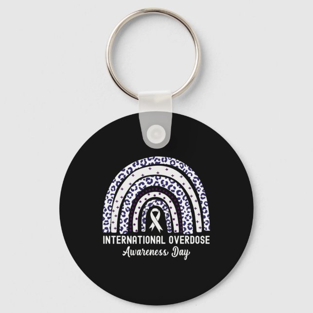 Rainbow Leopard International Overdose Awareness D Key Ring (Front)