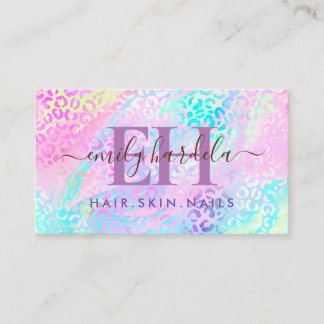 Rainbow Leopard Iridescent Professional Salon Business Card