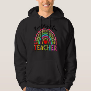 Rainbow Leopard Kindergarten Teacher Team First Da Hoodie