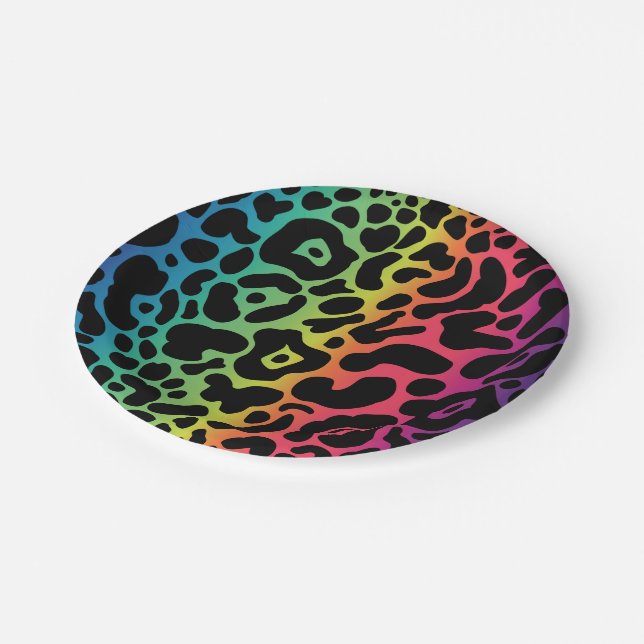 Rainbow Leopard Paper Plate (Angled)