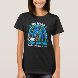 Rainbow Leopard Plaid Blue Autism Awareness Unders T-Shirt