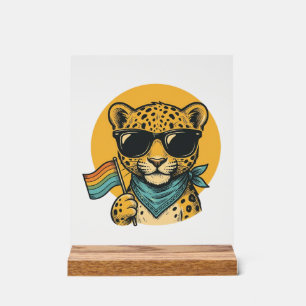Rainbow Leopard Pride Flag Vintage Vector Design_1 Acrylic Sign