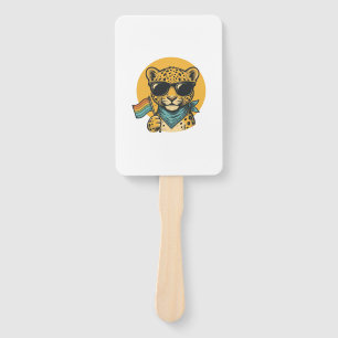 Rainbow Leopard Pride Flag Vintage Vector Design_1 Hand Fan