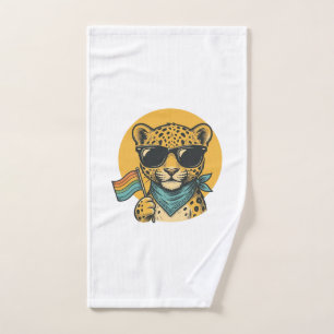 Rainbow Leopard Pride Flag Vintage Vector Design_1 Hand Towel