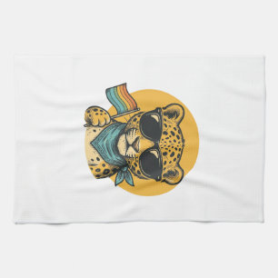 Rainbow Leopard Pride Flag Vintage Vector Design_1 Tea Towel