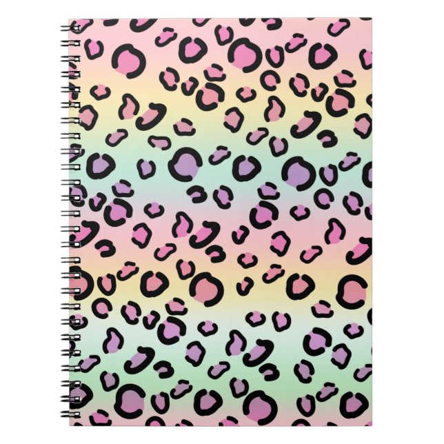 Rainbow Leopard Print Aesthetic Cheetah Pattern Notebook (Front)